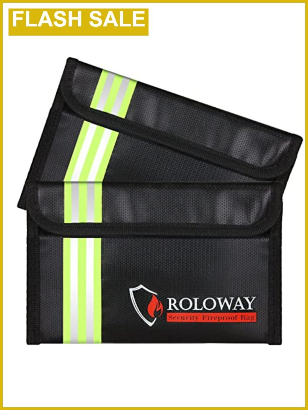 Small Fireproof Bag 5x8 Water Resistant Reflective Strip 2-Pack for Cash